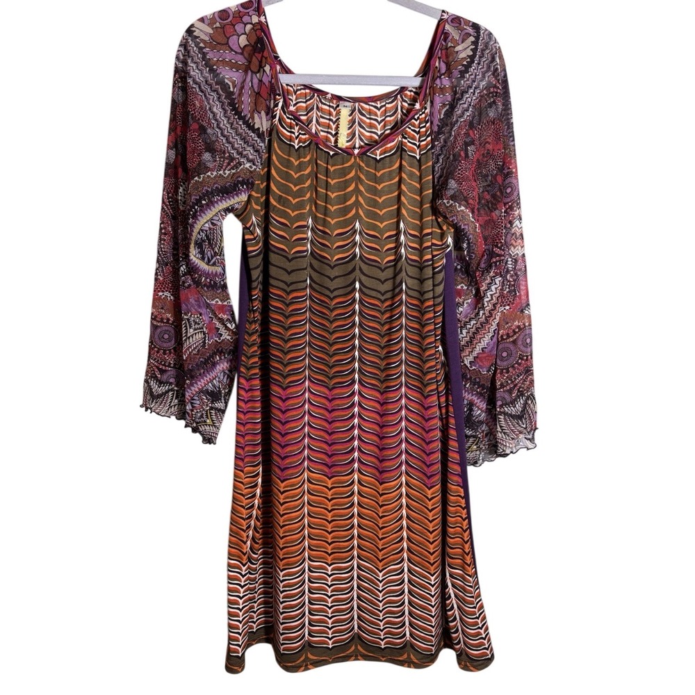 Uncle Frank Long Sleeve Purple and Orage Dress Size M
